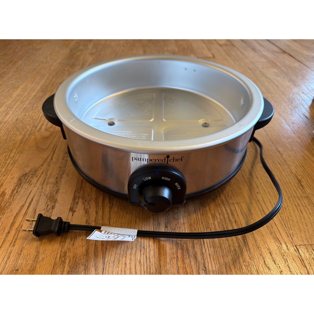 Pampered Chef Rockcrok Slow Cooker Base Only 3156 Stainless Steel Electric